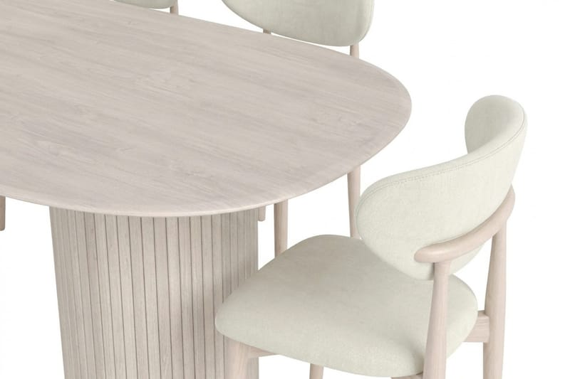 Kopparbo spisegruppe oval 220 cm hvidlaseret med 6 Molly spisestole - Hvidlaseret - Møbler - Borde - Spisebordssæt