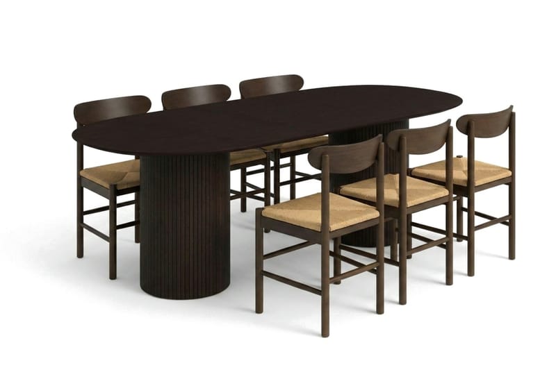 Kopparbo spisegruppe oval 220 cm røget eg med 6 Elsie spisestole, undefined