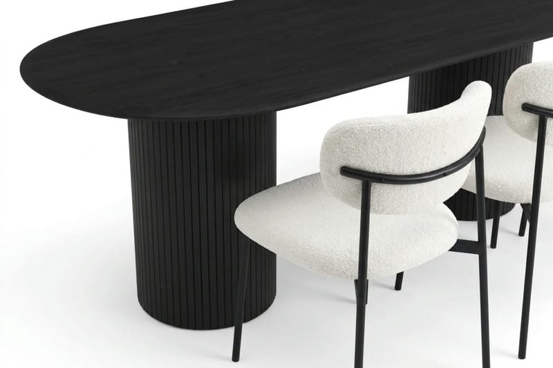 Kopparbo spisegruppe oval 220 cm sort med 6 Lucy spisebordsstole - Sort - Møbler - Borde - Spisebordssæt