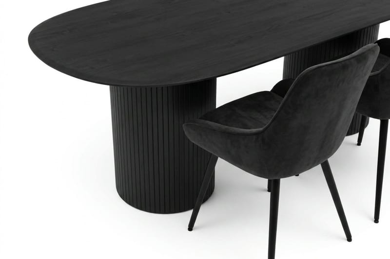 Kopparbo spisegruppe oval 220 cm sort med 8 Alsarp spisebordsstole - Sort - Møbler - Borde - Spisebordssæt