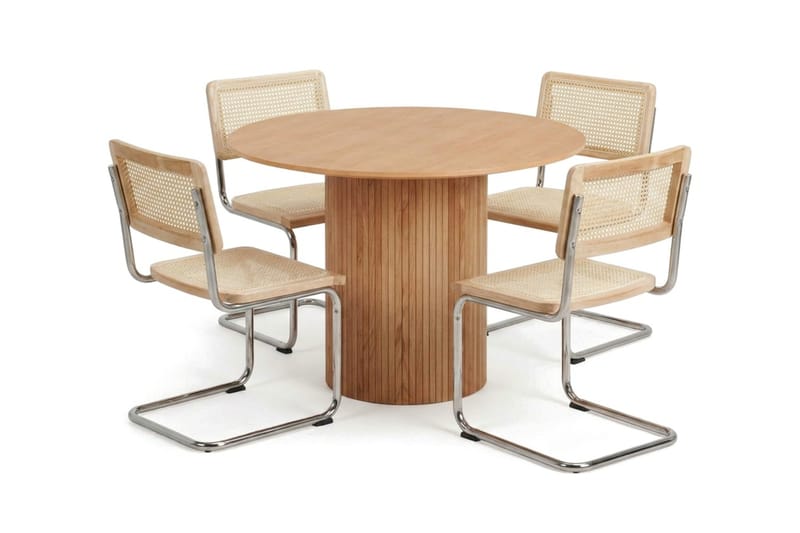 Kopparbo spisegruppe rund 110 cm eg med 4 Build-spisebordsstole, Eg