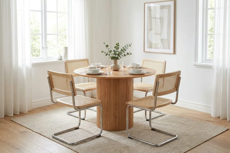 Kopparbo spisegruppe rund 110 cm eg med 4 Build-spisebordsstole - Eg - Møbler - Borde - Spisebordssæt