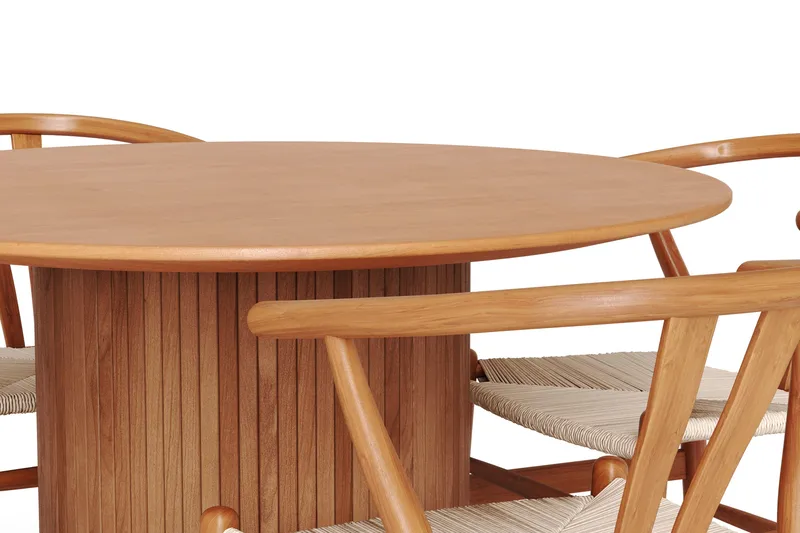 Kopparbo spisegruppe rund 110 cm eg med 4 Dastoori-spisestole - Eg - Møbler - Borde - Spisebordssæt