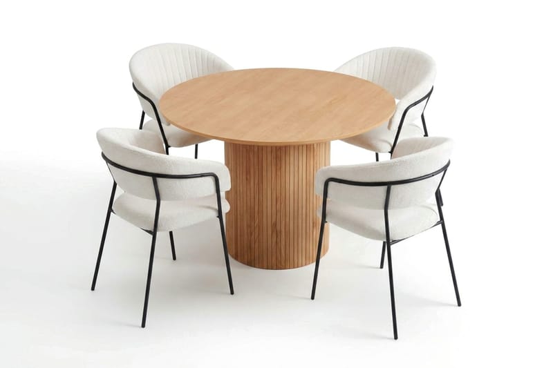 Kopparbo spisegruppe rund 110 cm eg med 4 Karol spisestole - Eg - Møbler - Borde - Spisebordssæt
