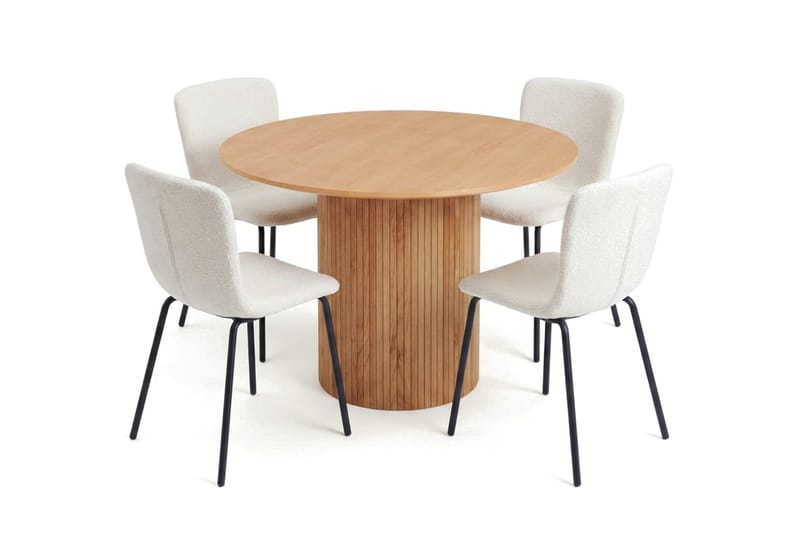 Kopparbo spisegruppe rund 110 cm eg med 4 Katy spisebordsstole - Eg - Møbler - Borde - Spisebordssæt