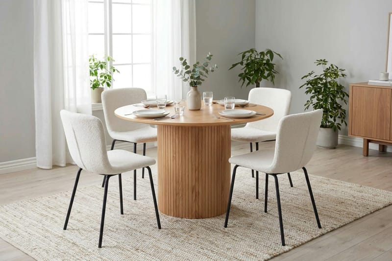 Kopparbo spisegruppe rund 110 cm eg med 4 Katy spisebordsstole - Eg - Møbler - Borde - Spisebordssæt