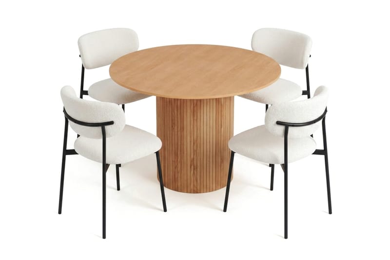 Kopparbo spisegruppe rund 110 cm eg med 4 Lucy spisestole - Eg - Møbler - Borde - Spisebordssæt