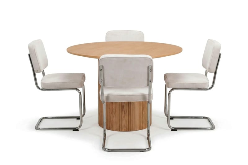 Kopparbo spisegruppe rund 110 cm eg med 4 Milva spisestole - Eg - Møbler - Borde - Spisebordssæt