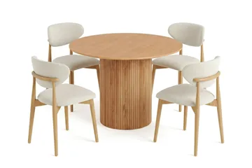 Kopparbo spisegruppe rund 110 cm eg med 4 Molly spisestole