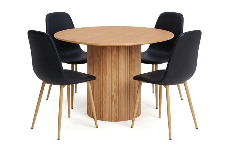 Kopparbo spisegruppe rund 110 cm eg med 4 Nibe spisestole - Eg - Møbler - Borde - Spisebordssæt