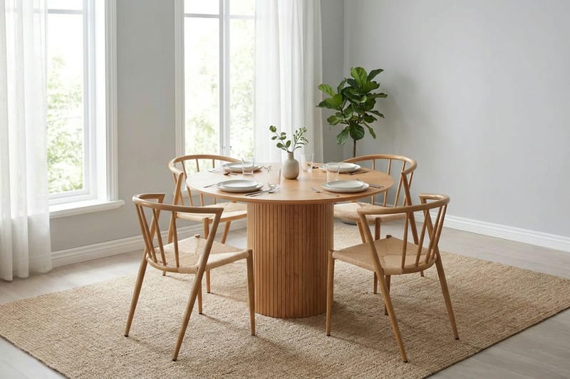 Kopparbo spisegruppe rund 110 cm eg med 4 Winston spisestole - Eg - Møbler - Borde - Spisebordssæt