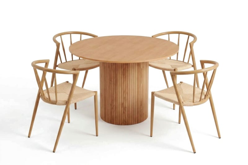 Kopparbo spisegruppe rund 110 cm eg med 4 Winston spisestole - Eg - Møbler - Borde - Spisebordssæt