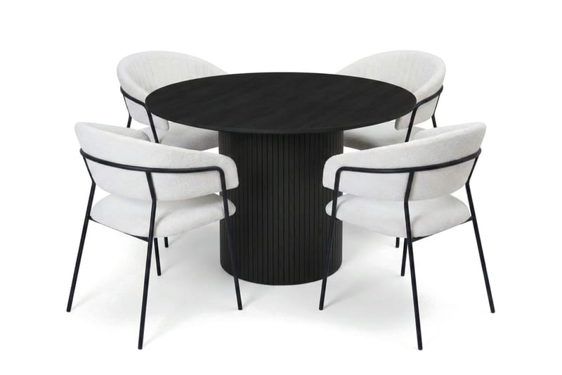 Kopparbo spisegruppe rund 110 cm sort med 4 Karol spisestole - Sort - Møbler - Borde - Spisebordssæt