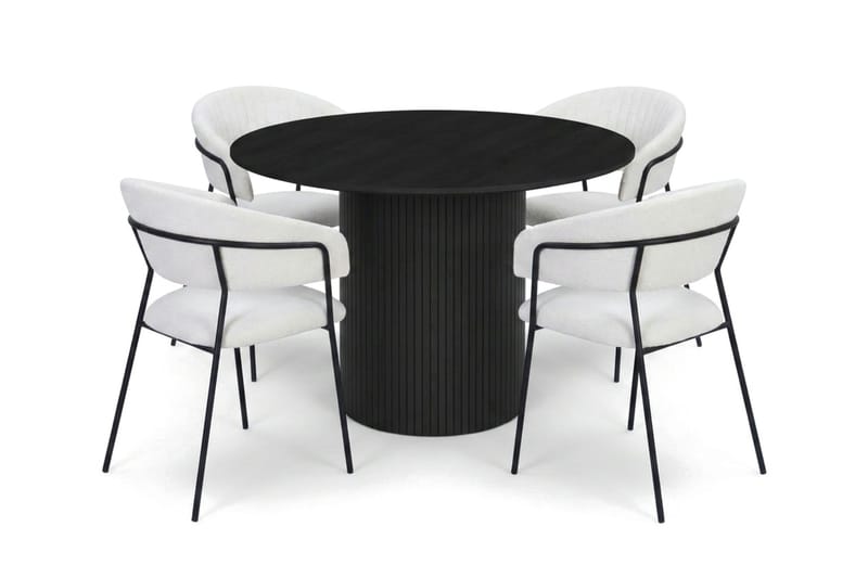 Kopparbo spisegruppe rund 110 cm sort med 4 Karol spisestole, Sort