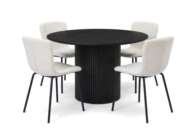 Kopparbo spisegruppe rund 110 cm sort med 4 Katy spisestole - Sort - Møbler - Borde - Spisebordssæt