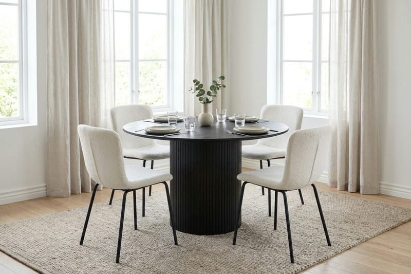 Kopparbo spisegruppe rund 110 cm sort med 4 Katy spisestole - Sort - Møbler - Borde - Spisebordssæt