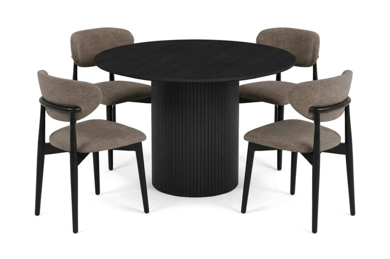Kopparbo spisegruppe rund 110 cm sort med 4 Molly spisebordsstole - Sort - Møbler - Borde - Spisebordssæt