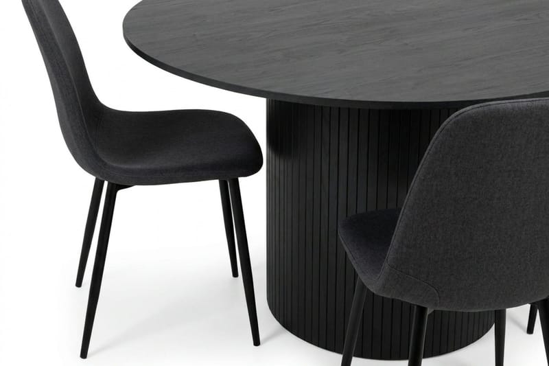 Kopparbo spisegruppe rund 110 cm sort med 4 Nibe spisestole - Sort - Møbler - Borde - Spisebordssæt