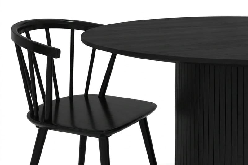 Kopparbo spisegruppe rund 110 cm sort med 4 Tyrö spisestole - Sort - Møbler - Borde - Spisebordssæt