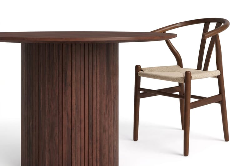 Kopparbo spisegruppe rund 110 cm valnød med 4 Dastoori spisestole - Valnød - Møbler - Borde - Spisebordssæt