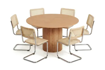 Kopparbo spisegruppe rund 130 cm eg med 6 Build-spisebordsstole - Eg - Møbler - Borde - Spisebordssæt