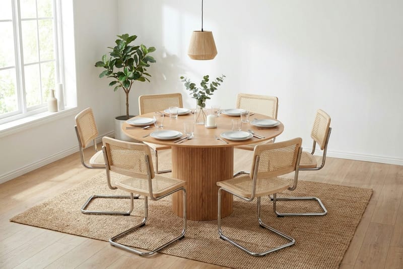 Kopparbo spisegruppe rund 130 cm eg med 6 Build spisestole - Eg - Møbler - Borde - Spisebordssæt