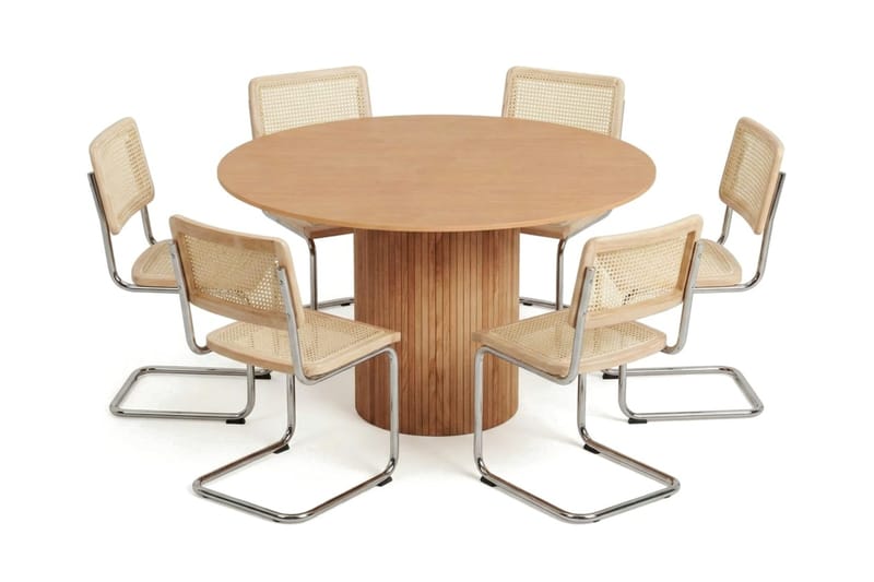 Kopparbo spisegruppe rund 130 cm eg med 6 Build spisestole - Eg - Møbler - Borde - Spisebordssæt