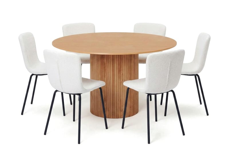 Kopparbo spisegruppe rund 130 cm eg med 6 Katy spisestole, Eg
