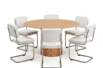 Kopparbo spisegruppe rund 130 cm eg med 6 Milva-spisebordsstole - Eg - Møbler - Borde - Spisebordssæt