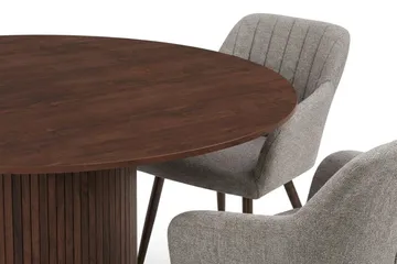 Kopparbo spisegruppe rund 130 cm valnød med 6 Filippa-spisebordsstole - Valnød - Møbler - Borde - Spisebordssæt