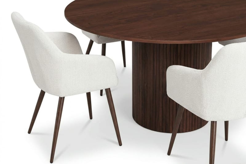 Kopparbo spisegruppe rund 130 cm valnød med 6 Filippa spisestole - Valnød - Møbler - Borde - Spisebordssæt