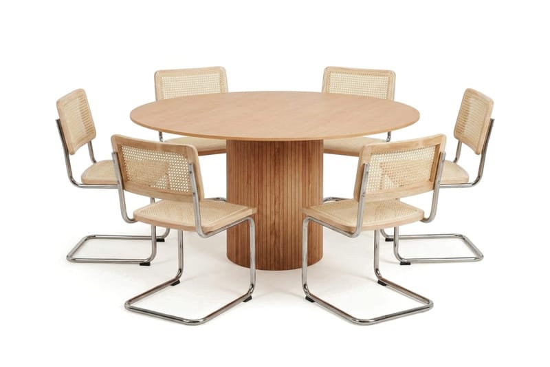Kopparbo spisegruppe rund 150 cm eg med 6 Build spisestole - Eg - Møbler - Borde - Spisebordssæt