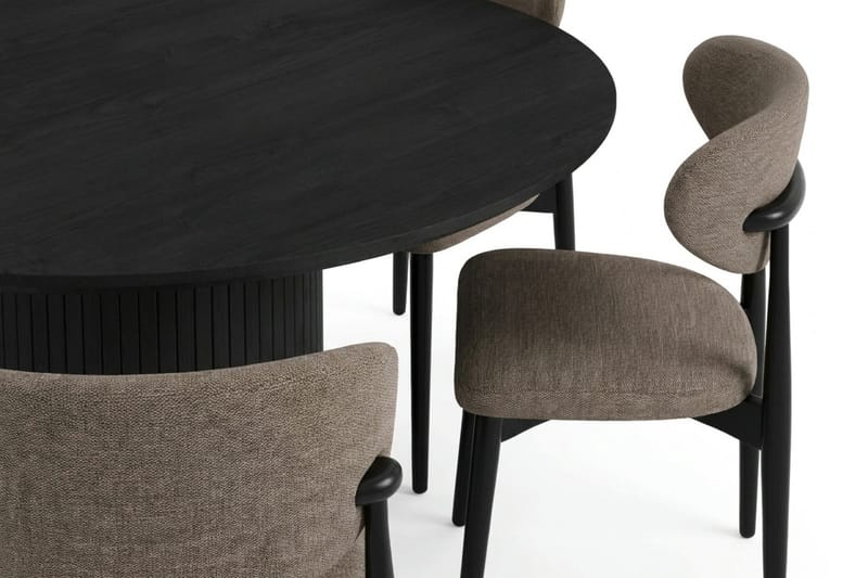 Kopparbo spisegruppe rund 150 cm sort med 6 Molly spisestole - Sort - Møbler - Borde - Spisebordssæt