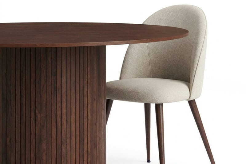 Kopparbo Spisegruppe rund 150 cm Valnød med 6 Nibe Plus Spisestole - Valnød - Møbler - Borde - Spisebordssæt