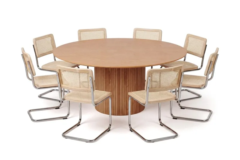 Kopparbo spisegruppe rund 180 cm eg med 8 Build spisestole, Eg