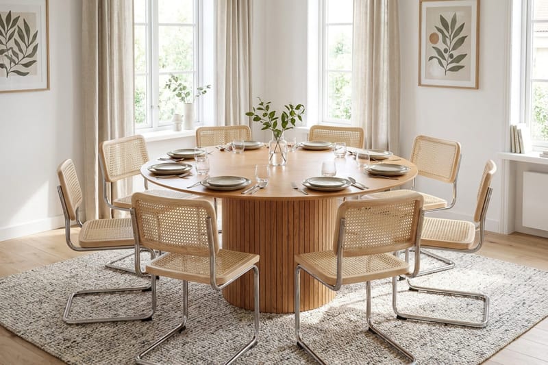 Kopparbo spisegruppe rund 180 cm eg med 8 Build spisestole - Eg - Møbler - Borde - Spisebordssæt