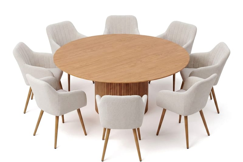Kopparbo spisegruppe rund 180 cm eg med 8 Filippa spisestole - Eg - Møbler - Borde - Spisebordssæt