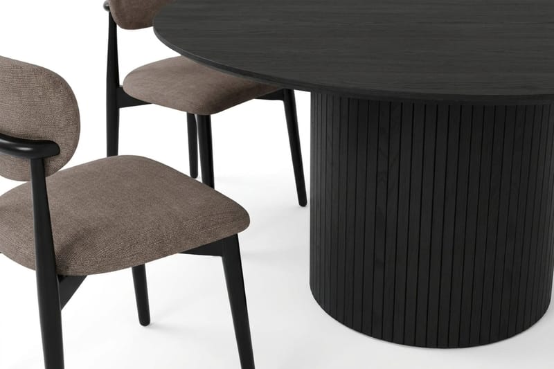 Kopparbo spisegruppe rund 180 cm sort med 8 Molly-spisestole - Sort - Møbler - Borde - Spisebordssæt