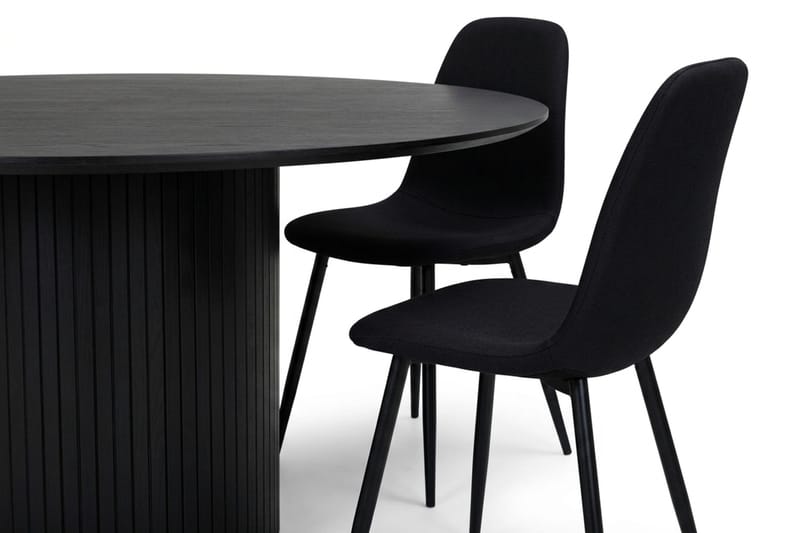 Kopparbo spisegruppe rund 180 cm sort med 8 Nibe spisestole - Sort - Møbler - Borde - Spisebordssæt