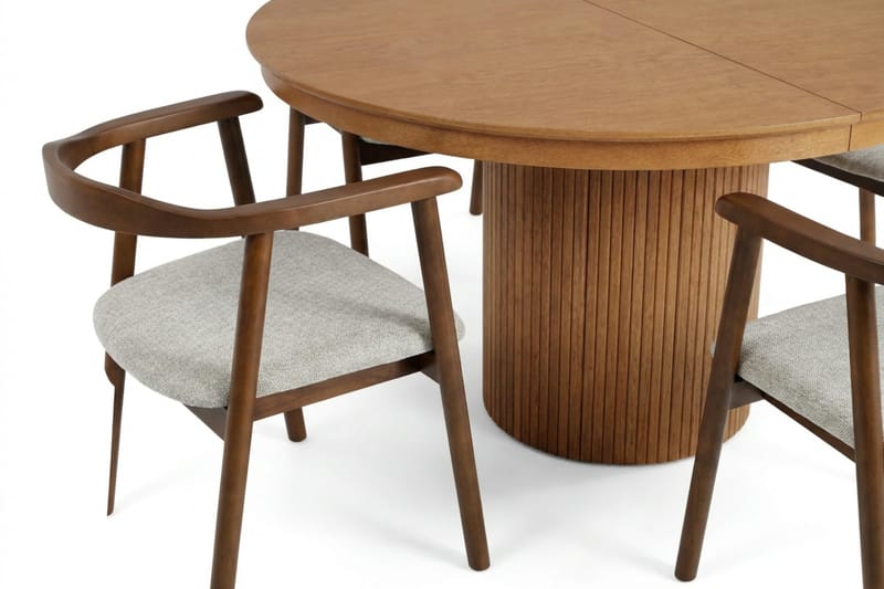 Kopparbo spisegruppe udtrækkelig rund 120-220 cm sort med 4 Jolie spisebordsstole - Møbler - Borde - Spisebordssæt