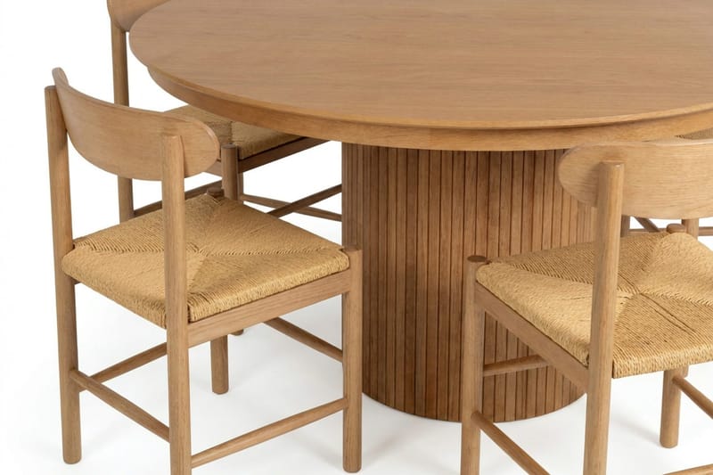 Kopparbo spisegruppe udtrækkelig rund 140-220 cm eg med 6 Malte spisestole - Møbler - Borde - Spisebordssæt