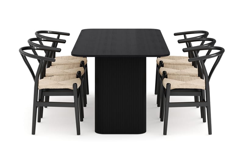 Kopparbo Spisegruppe udvides 180-240 cm med 6 Dastoori Spisestol - Sort - Møbler - Borde - Spisebordssæt