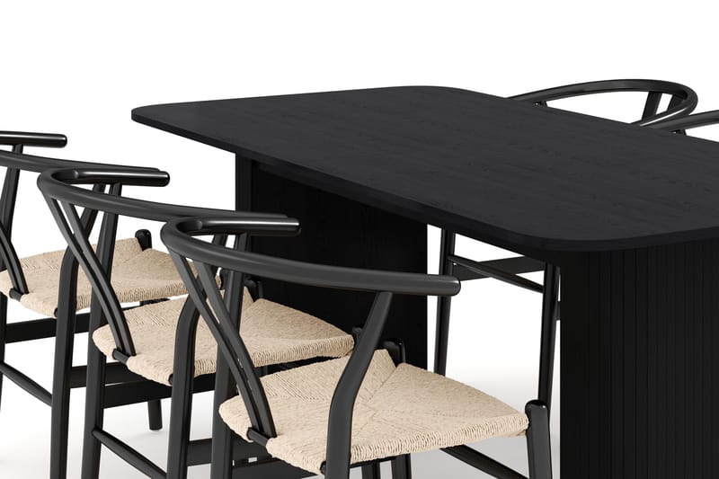 Kopparbo Spisegruppe udvides 180-240 cm med 6 Dastoori Spisestol - Sort - Møbler - Borde - Spisebordssæt