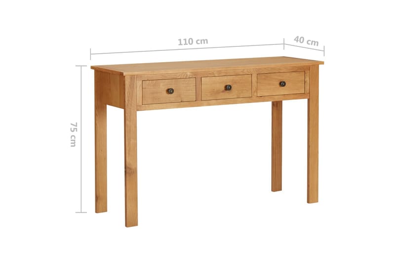 kosmetikbord 110x40x75 cm massivt egetræ - Brun - Møbler - Borde - Sminkebord & konsolbord