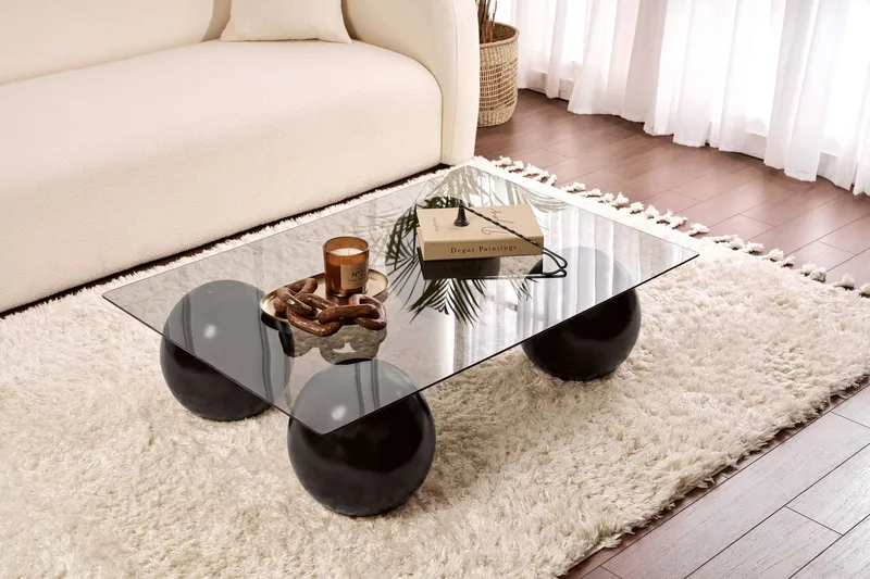 Koushik Sofabord 110 cm, Sort og grå