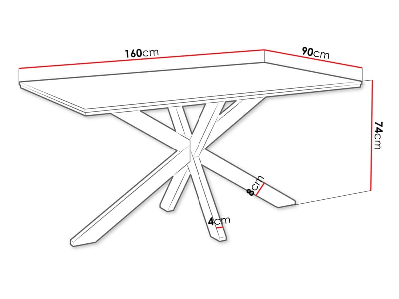 Kovrel Spisebord 160 cm Rektangulær - Sort - Møbler - Borde - Spisebord og køkkenbord