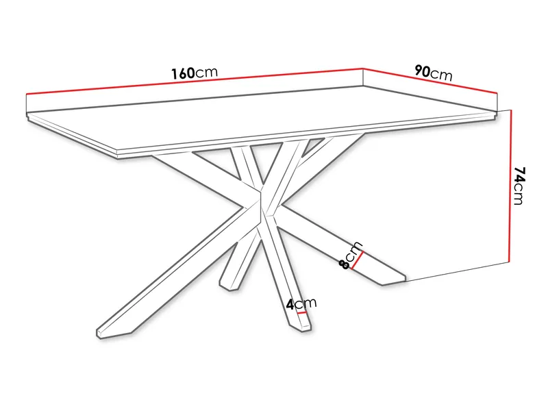 Kovrel Spisebord 160 cm Rektangulær - Sort - Møbler - Borde - Spisebord og køkkenbord