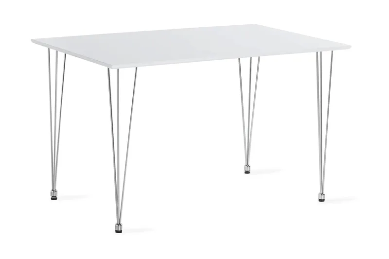 Kronblom Spisebord 120 cm + 4 stk Nibe stol grå med sorte ben - Hvid/Grå - Møbler - Borde - Spisebordssæt