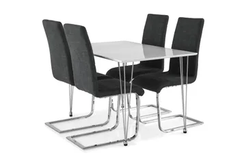 Kronblom Spisebordssæt 120cm m. 4 Cibus Stole - Hvid/Grå - Møbler - Borde - Spisebordssæt