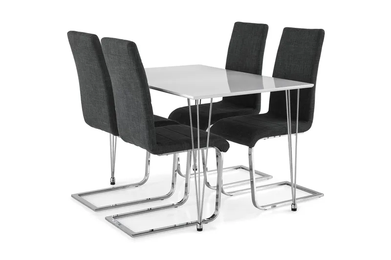 Kronblom Spisebordssæt 120cm m. 4 Cibus Stole, Hvid/Grå